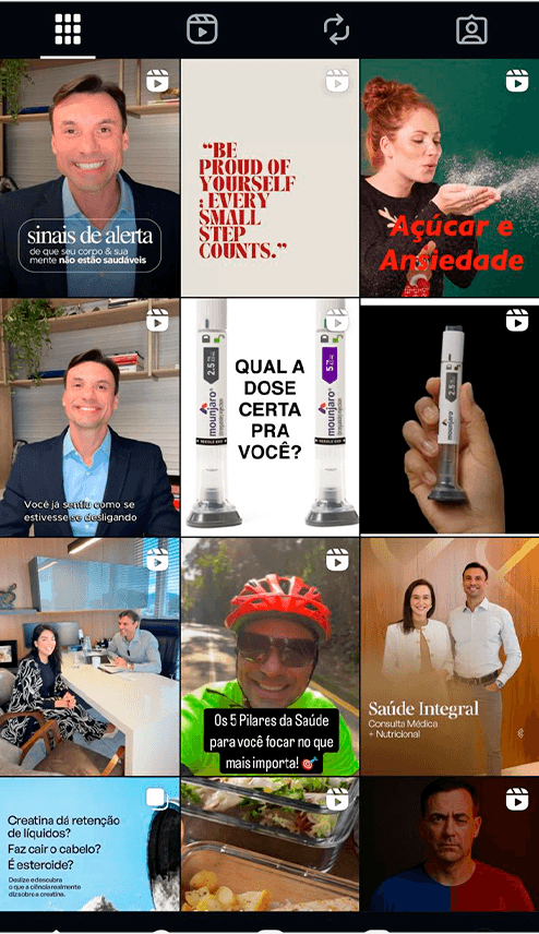 Feed do Instagram de Dr. Victor Paviani antes do trabalho de posicionamento